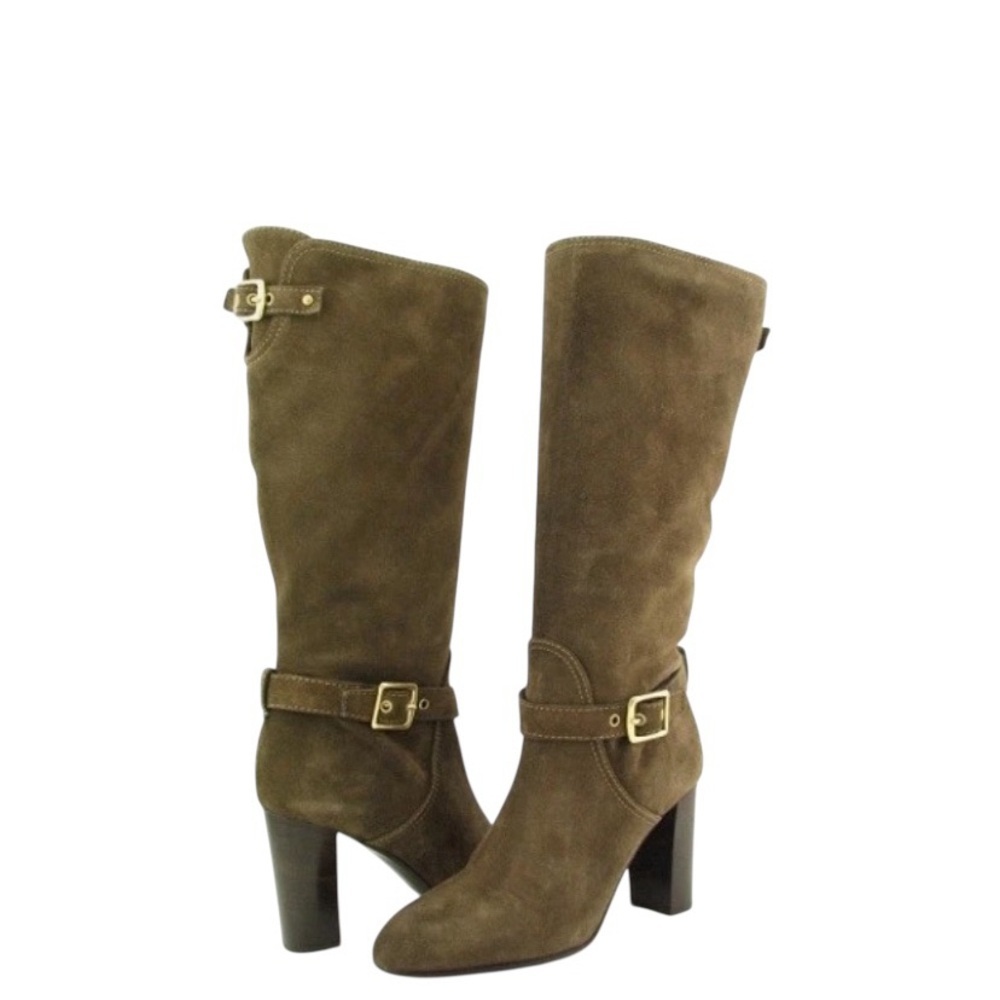 Coach Robynn mid-calf boots Flint Brown kidskin suede round toe Quiet Luxury - Picture 2 of 16
